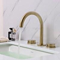 Bathroom Sink Faucet - Widespread Brushed Gold Widespread Two Handles Three HolesBath Taps
