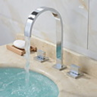 Bathroom Sink Faucet - Widespread Electroplated Free Standing Two Handles Three HolesBath Taps