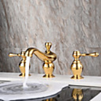 Bathroom Sink Faucet - Widespread Electroplated Widespread Two Handles Three HolesBath Taps