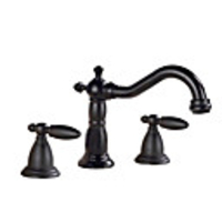 Bathroom Sink Faucet - Widespread Gold / Electroplated / Black Widespread Two Handles One HoleBath Taps