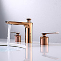 Bathroom Sink Faucet - Widespread Rose Gold Centerset Two Handles Three HolesBath Taps
