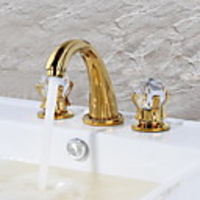 Bathroom Sink Faucet - Widespread Ti-PVD Widespread Two Handles Three HolesBath Taps