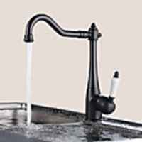 Bathroom Sink Faucet Matte Black- Rotatable Oil-rubbed Bronze Vessel One Hole / Single Handle One HoleBath Taps