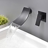 Bathroom Sink Faucet-Waterfall / Wide / Design Painted Wall Mounted Single Handle Two Hole Bathroom Faucet