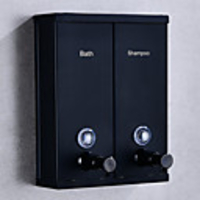 Bathroom Soap Dispenser Double Head Hotel Home Stainless Steel Shower Gel Dew Separator Wall Mount Black