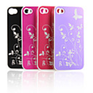 Batterfly and Flower Pattern Metle Protective Hard Case for iPhone4 (Random Color)