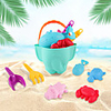 Beach Sand Toys Set Sand Molds Sand Shovel Tool Kits 7 pcs Plastics Portable with Mesh Bag For Kids Boys