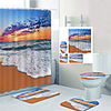 Beach Sunset Digital Printing Four-piece Set Shower Curtains and Hooks Modern Polyester Machine Made Waterproof Bathroom
