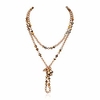 bead strand versatile 60 long wrap necklace - handmade knotted multi layer sparkly crystal,  semi precious natural stone,  lava,  glass faux pearl (natural stone amp; crystal bead mix - light brown)