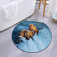 Bear Bathing Round Mat Carpet Door Mat Bedroom Living Room Carpet Study Room Carpet Kitchen Bathroom Anti-slip Mat