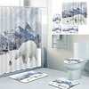 Bear In The Snow Printed Bathtub Curtain Liner Covered With Waterproof Fabric Shower Curtain For Bathroom Home Decoration With Hook Floor Mat And Four-piece Toilet Mat