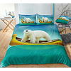 Bear Print 3-Piece Duvet Cover Set Hotel Bedding Sets Comforter Cover with Soft Lightweight Microfiber,  Include 1 Duvet Cover,  2 Pillowcases for Double/Queen/King(1 Pillowcase for Twin/Single)