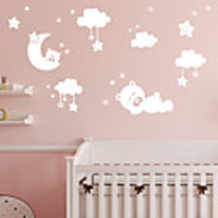 Bear Star Moon Cloud Animals Wall Stickers Plane Wall Stickers / Animal Wall Stickers Decorative Wall Stickers PVC Home Decoration Wall Decal Wall Decoration 1pc