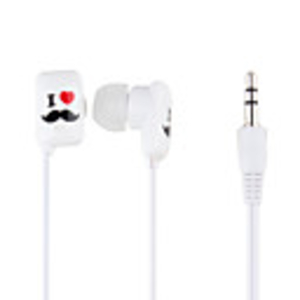 Beard Pattern In-Ear Earphones with Extra Earbuds (White)