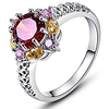 beautiful flower design 925 sterling silver created garnet filled ring for women size 10