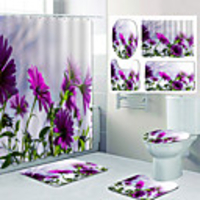 Beautiful Flower Pattern PrintingBathroom Shower Curtain Leisure Toilet Four-Piece Design