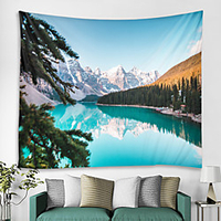 Beautiful Lake Mountain Tree Landscape Tapestry Art Deco Blanket Curtain Hanging Home Bedroom Living Room Decoration miniinthebox