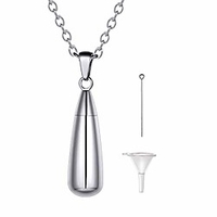 beautiful necklace urn for daughter stainless steel waterproof dust proof teardrop pendant necklace funeral jewelry silver