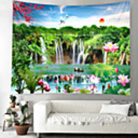 Beautiful spectacular waterfall landscape tapestries wall hanging hanging cloth decorative cloth cloth in the background