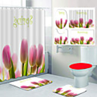 Beautiful Tulips Pattern PrintingBathroom Shower Curtain Leisure Toilet Four-Piece Design