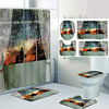 Beautiful View From The Window Pattern Printing Bathroom Shower Curtain Leisure Toilet Four-Piece Design