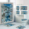 Beautiful View From The Window Pattern Printing Bathroom Shower Curtain Leisure Toilet Four-Piece Design