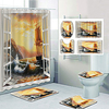 Beautiful View From The Window Pattern Printing Bathroom Shower Curtain Leisure Toilet Four-Piece Design