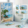 Beautiful View From The Window Pattern Printing Bathroom Shower Curtain Leisure Toilet Four-Piece Design