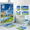 Beautiful View From The Window Pattern Printing Bathroom Shower Curtain Leisure Toilet Four-Piece Design