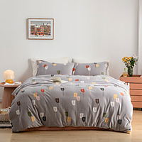 Bed Set with Duvet Cover and Pillow Case,  Polyester-Cotton,  Grey miniinthebox