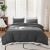 Bed Set with Duvet Cover and Pillow Case,  Polyester-Cotton,  Grey with Ruffle miniinthebox