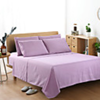 Bedding Set Sheet Set Fitted Sheet Size 4 PCS White Gray Flat Sheet Brushed Microfiber Silky Bedding Collection Sheet and Pillowcases Single Full Queen King Cal-King
