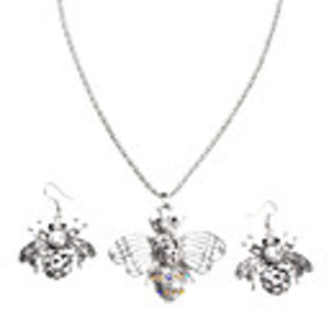 Bee Shape Alloy Necklace Earrings Jewelry Set