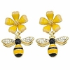 bee stud earring gold plated bee dangle drop stud earrings for women girl yellow flower crystal jewelry halloween gift