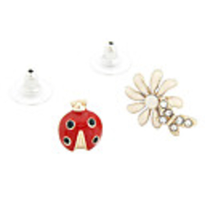 Beetles And Flowers Asymmetric Earrings