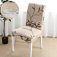 Beige Plants Print Super Soft Waterproof Chair Cover Stretch Removable Washable Dining Room Chair Protector Slipcovers Home Decor Dining Room Seat Cover