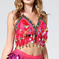 Belly Dance Top Glitter Paillette Women