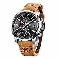benyar waterproof quartz men watch,  fashionable chronograph analog water-resistant business brown leather watches miniinthebox