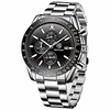 benyar wrist watch for men,  stainless steel strap watches quartz movement,  waterproof analog chronograph business watches litbwat