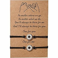 best friend bracelet sunflower bracelet for girls women couples, pinky promise bracelet friendship bracelet for 2 adjustable matching bracelets friendship gifts (sunflower2)