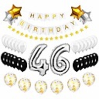 best happy to 46th birthday balloons set - high quality birthday theme decorations for 46 years old party supplies silver black gold