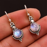 best selling new moonstone retro earrings fashion thai silver colorful gemstone ear hook ear jewelry miniinthebox