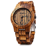 bewell mens wooden watch analog quartz movement date display lightweight wood wrist watch litbwat miniinthebox