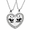 bff necklace for 2,  best friend necklaces,  split panda,  dolphin,  penguin valentine heart rhinestone friendship necklaces engraved pendant-panda