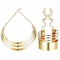 bib choker necklace set for women wide cuff bangle bracelets statement dangle earrings jewelry