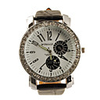 Big Dial PU Leather Band Crystal Characteristic Women Girl Ladies Wrist Watch - Black