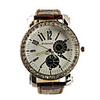 Big Dial PU Leather Band Crystal Characteristic Women Girl Ladies Wrist Watch - Brown