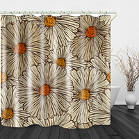Big flower Print Waterproof Fabric Shower Curtain for Bathroom Home Decor Covered Bathtub Curtains Liner Includes with Hooks