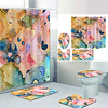 Big Leaf Aquatic Plants Digital Printing Four-piece Set Shower Curtains and Hooks Modern Polyester Machine Made Waterproof Bathroom