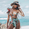 big lotus leaf strap bikini european and american foreign trade printed swimsuit 2021bikini new high waist swimsuit miniinthebox